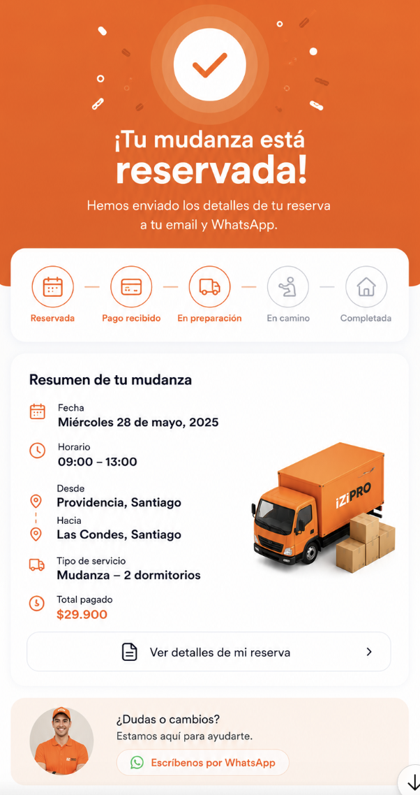 Paso 4: Mudanza reservada
